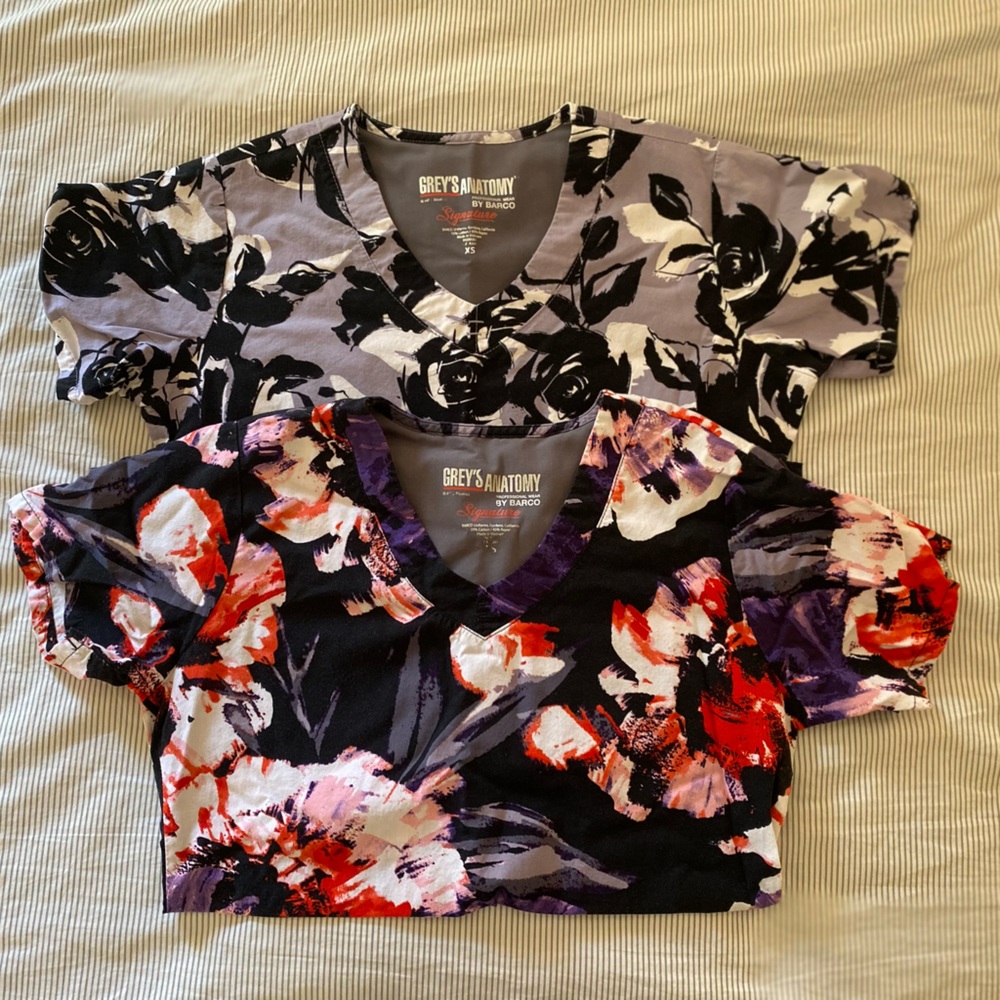 Greys Anatomy floral scrub tops